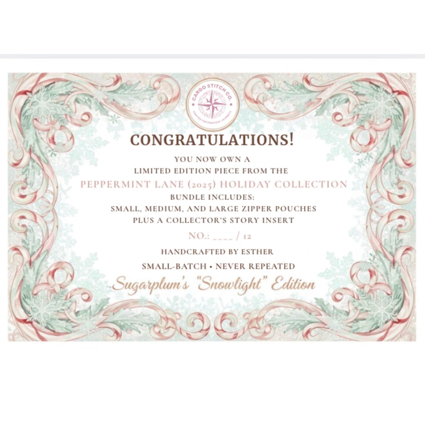 Sugarplum 3-Piece Quilted Pouch Set - Peppermint Lane Limited Edition | Pink Gingerbread | Story Character Bundle | Choose A Size