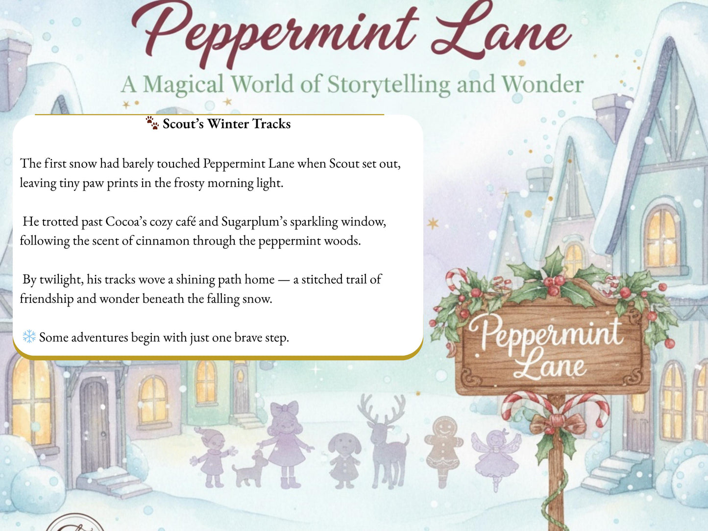 Peppermint Lane Character Sticker Collection – Volume I | Sugarplum, Whimsy, Gingersnap, Cocoa, Scout, Holly & Jingles Stickers