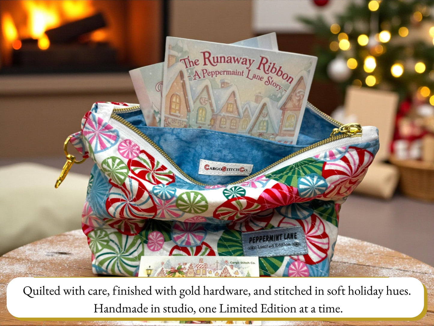 Scout’s Winter Tracks Christmas Pouch Peppermint Lane 2025 Limited Edition | Choose Your Size | Quilted Holiday Pouch Set by Cargo Stitch Co