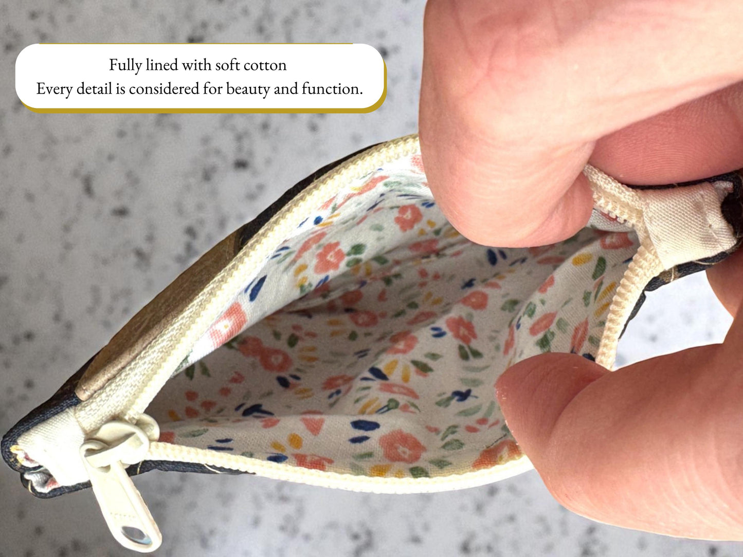 Handmade Quilted Flat Zipper Pouch – Stocking Stuffers | 5x4 Everyday Pouch | Vinyl Accent Options | Holiday Gift Idea | Gift Card Holder