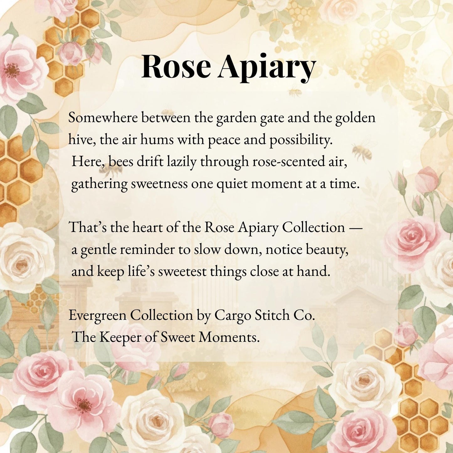 Rose Apiary Wallet - Quilted Cotton ID Wallet | Bee Print Card Holder | Handmade Minimalist Wallet