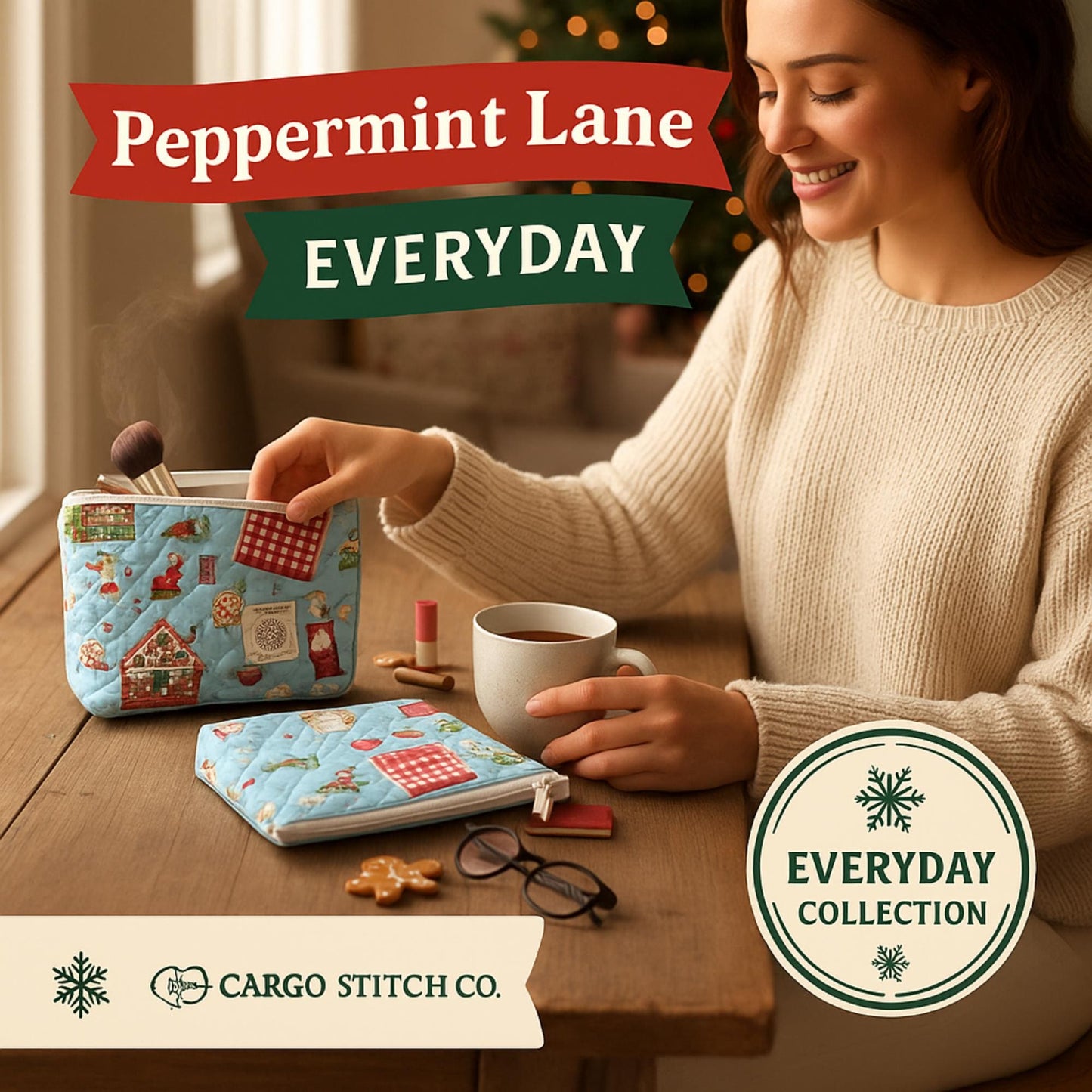 Large Nutcracker Zipper Pouch – 9x6x2 Quilted Bag  Handmade Holiday Gift Cosmetic Pouch Christmas Travel Pouch  Holiday Organizer