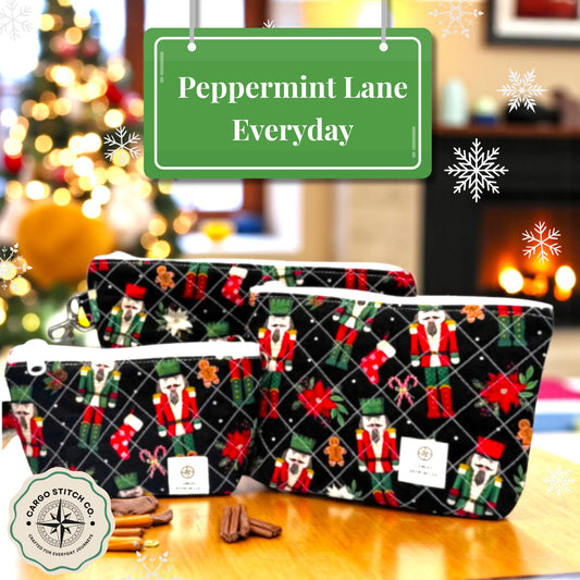 Nutcracker Zipper Pouch Set – 3 Quilted Bags Bundle – Christmas Gift Idea – Handmade Holiday Pouches – Stocking Stuffer Set – Cargo Stitch