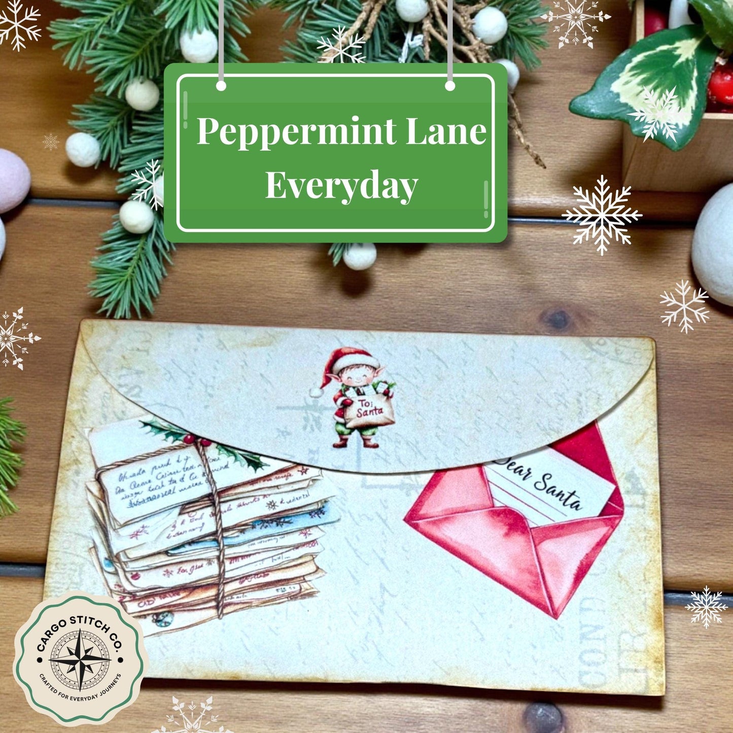 Letters to Santa Junk Journal Folio – Handmade Christmas Ephemera Folder with Pockets & Assorted Inserts | Holiday Writing Kit
