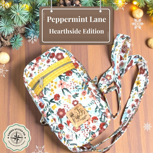Floral Quilted Crossbody Bag – Hearthside Edition – Peppermint Lane 2025 – Rust, Mustard & Wildflower Print