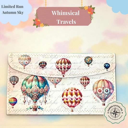 Accordion File Folder Clutch – Autumn Sky Edition – Whimsical Travels Hot Air Balloon Organizer | Cargo Stitch Co.