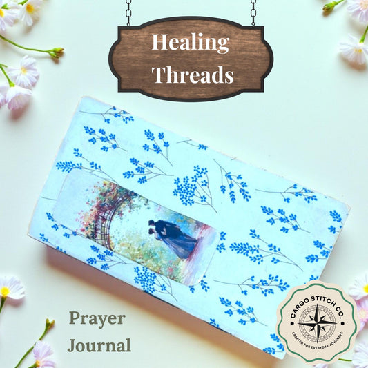 Healing Threads TN Cover – “The Garden Walk” Edition – Handmade Traveler’s Notebook with Romantic Blue Florals