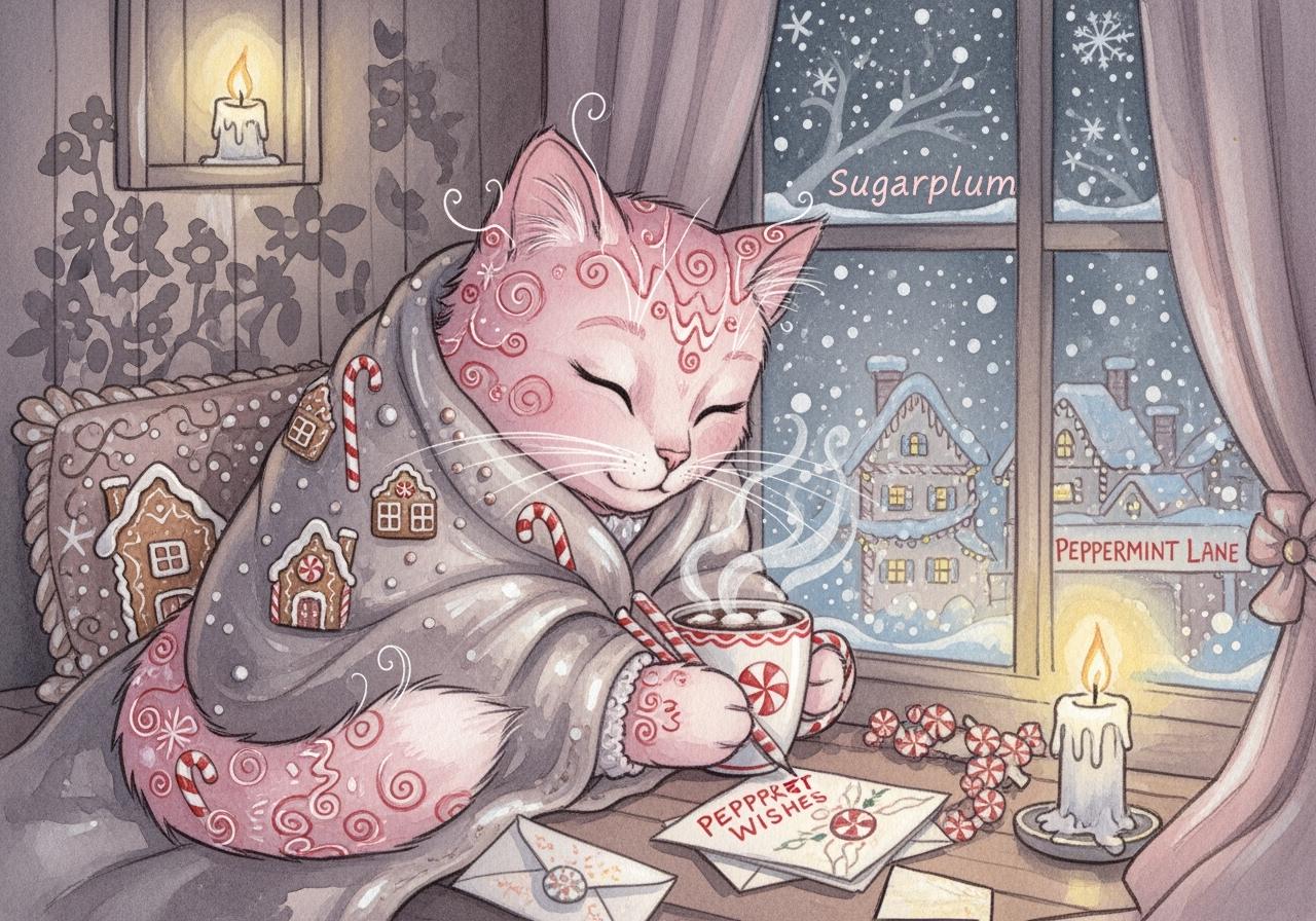 Sugarplum’s Winter Dream – Peppermint Lane Christmas Envelope Folio | Printable Holiday Stationery | Elegant Pastel Keepsake Pouch