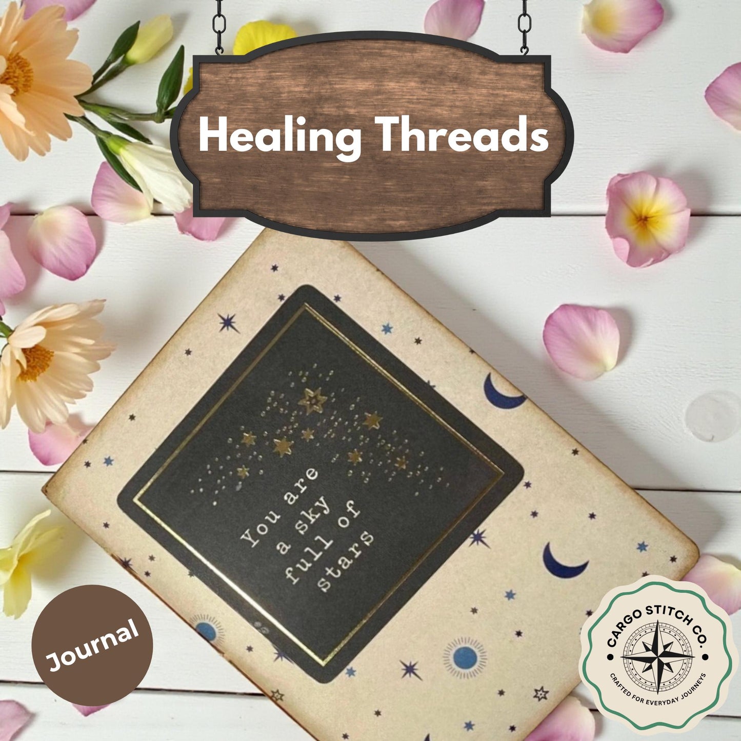 Sky Full of Stars – Encouragement Journal | Handmade Celestial Notebook | Healing Threads Uplifting Gift