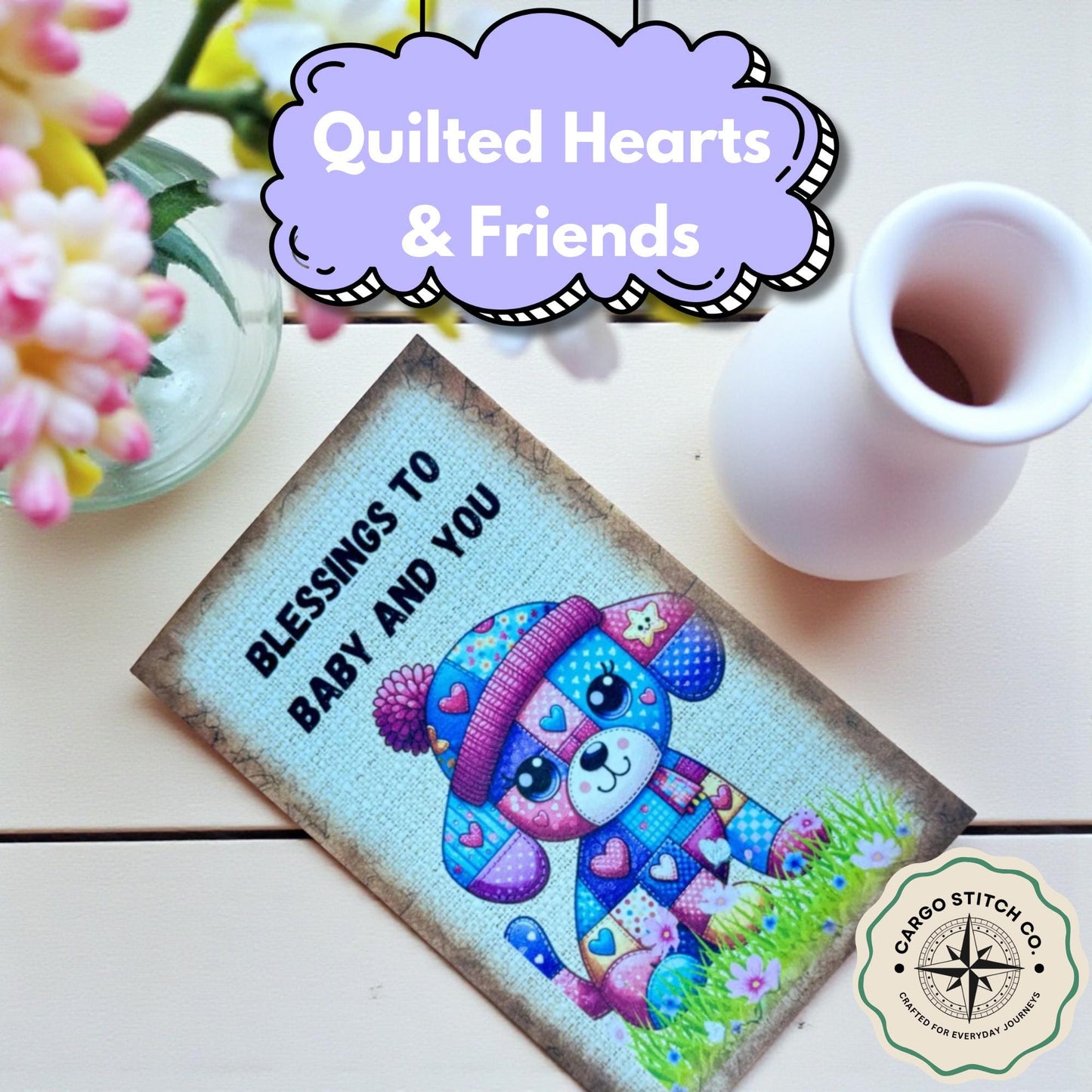 Handmade Quilted Animal Tags & Pockets – Baby Animal Ephemera Set | Junk Journal Add-On | Cozy Holiday Gift Tags