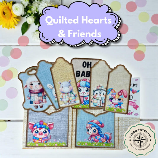 Handmade Quilted Animal Tags & Pockets – Baby Animal Ephemera Set | Junk Journal Add-On | Cozy Holiday Gift Tags