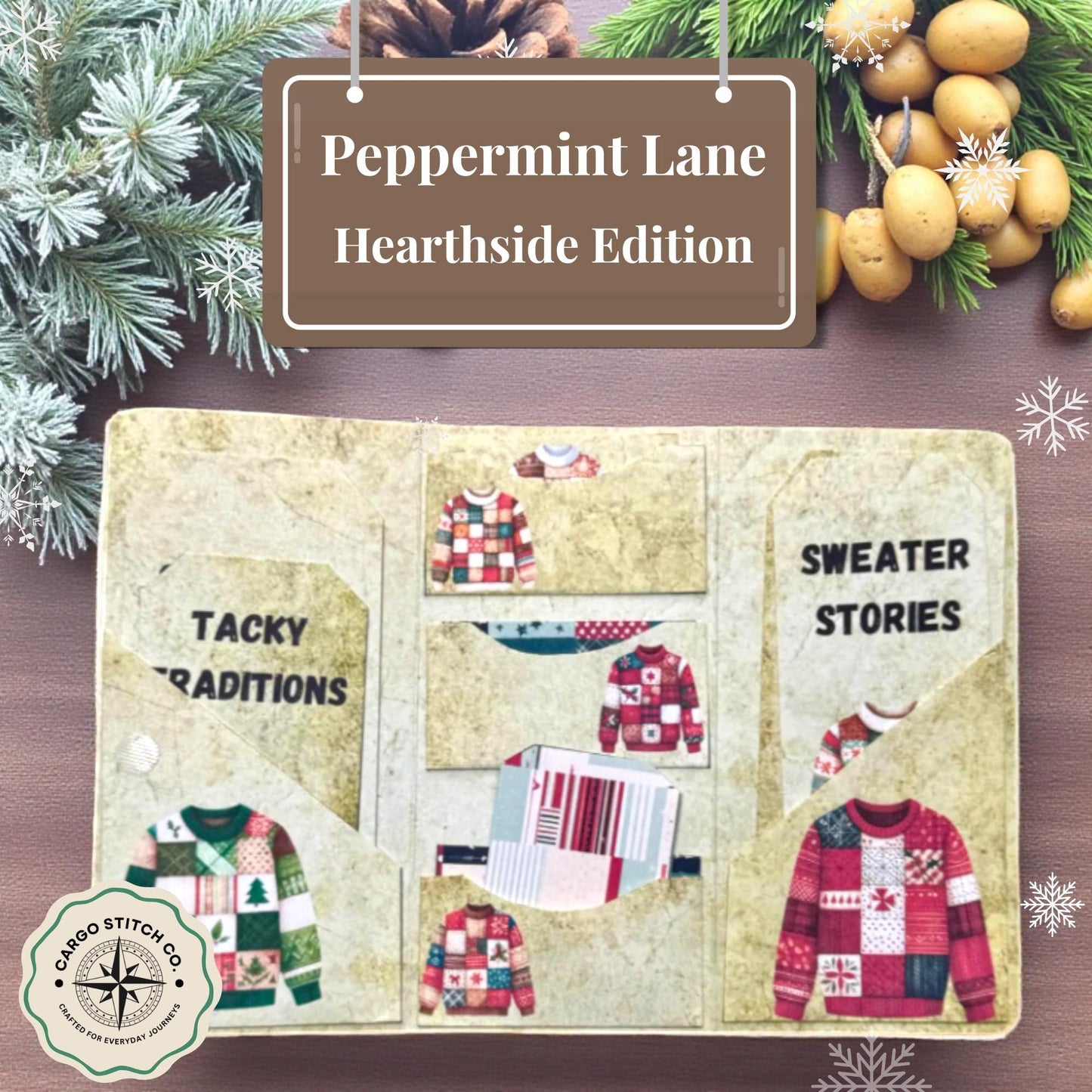 Tacky Traditions & Sweater Stories – Handmade Holiday Pocket Folder | Peppermint Lane Hearthside Edition