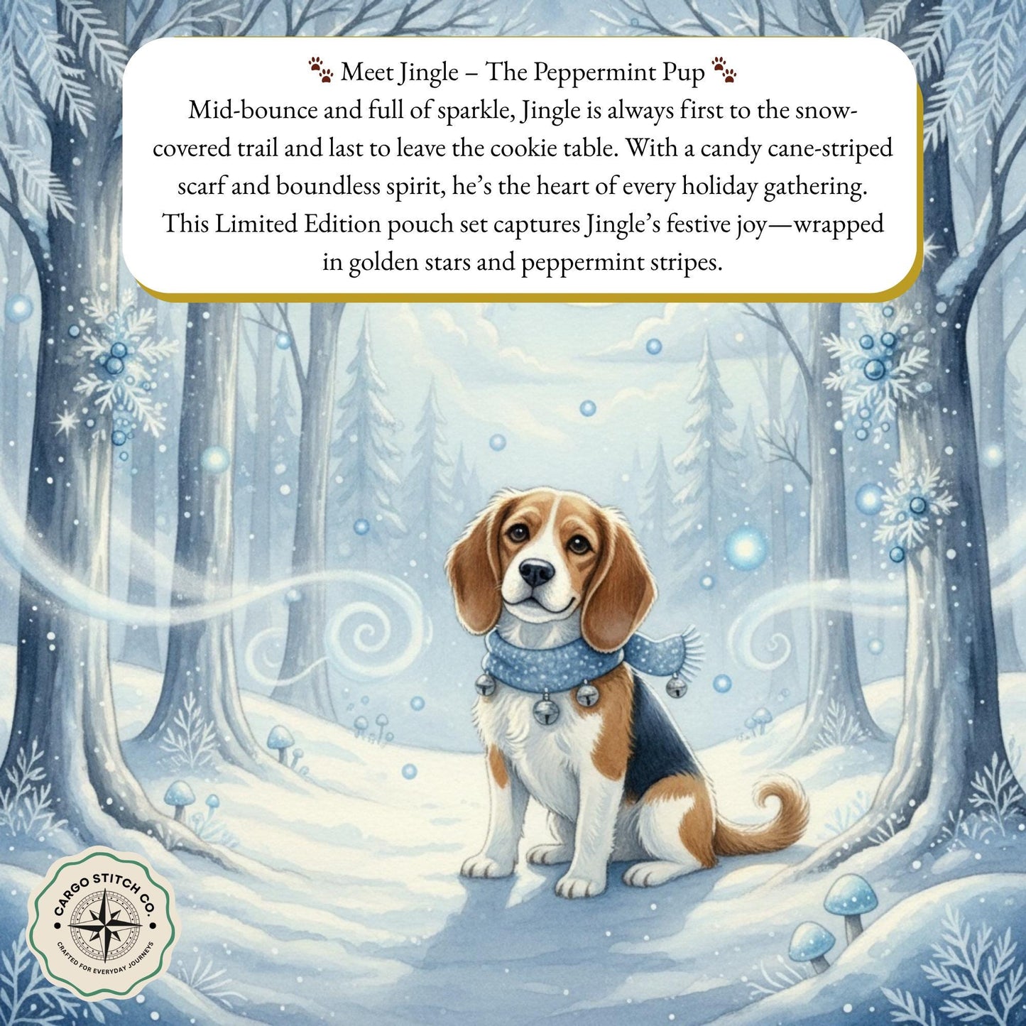 Sugarplum 3-Piece Quilted Pouch Set - Peppermint Lane Limited Edition | Pink Gingerbread | Story Character Bundle | Choose A Size