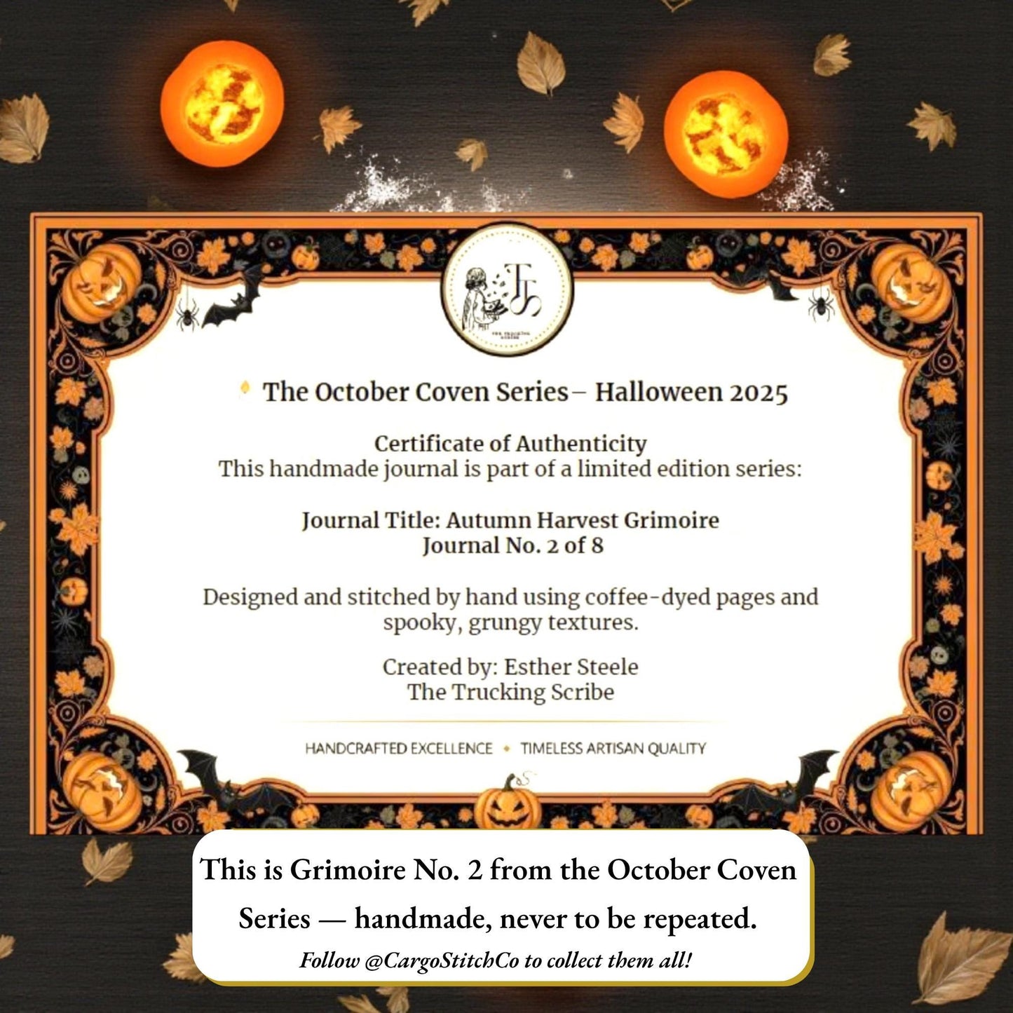 Autumn Harvest Grimoire – October Coven Series – Handmade Halloween Junk Journal – Coffee-Dyed Pages – Witchcore Gift – 2 of 8