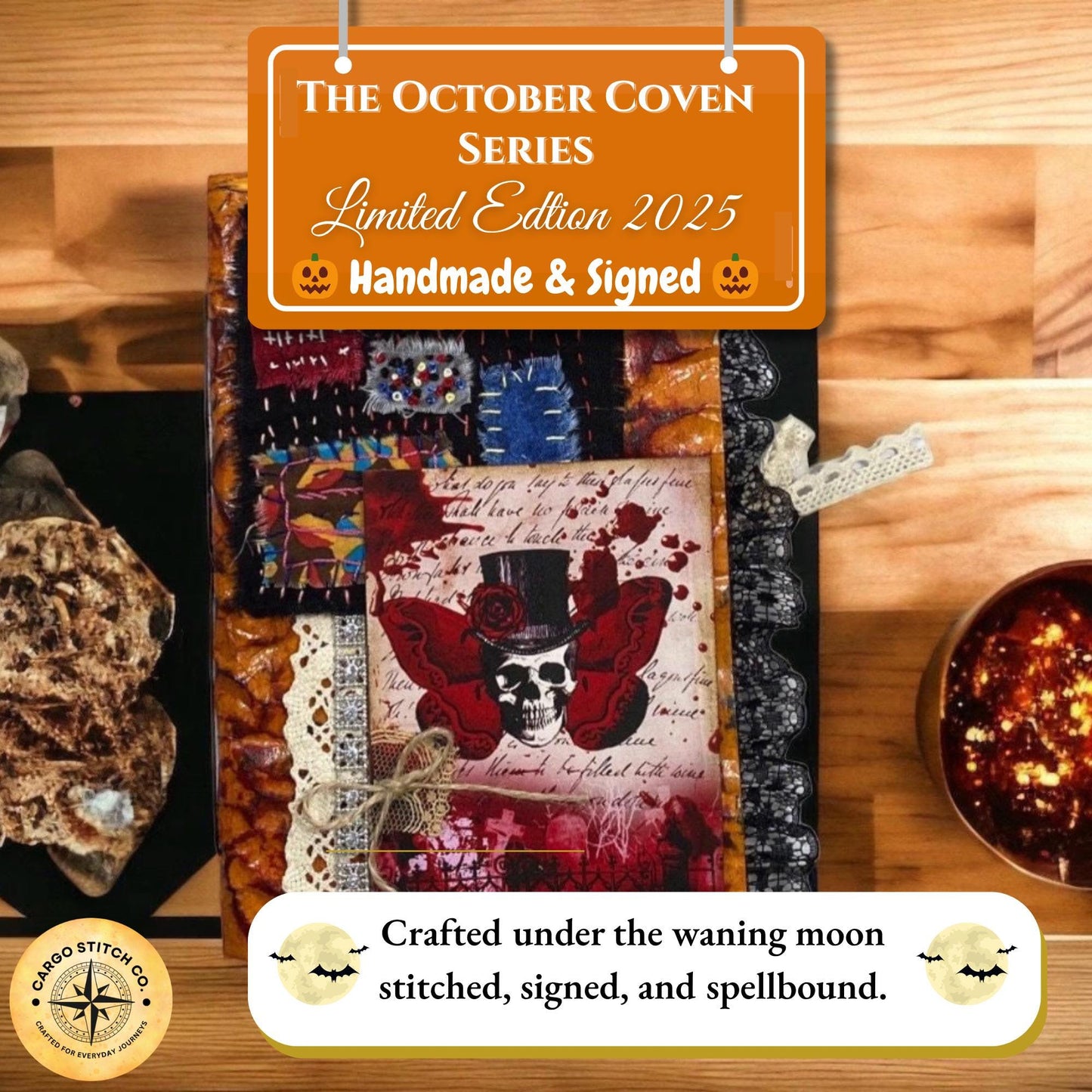 Crimson Skeleton Codex – October Coven Series – Gothic Halloween Junk Journal – Coffee-Dyed Pages – Signed Limited Edition