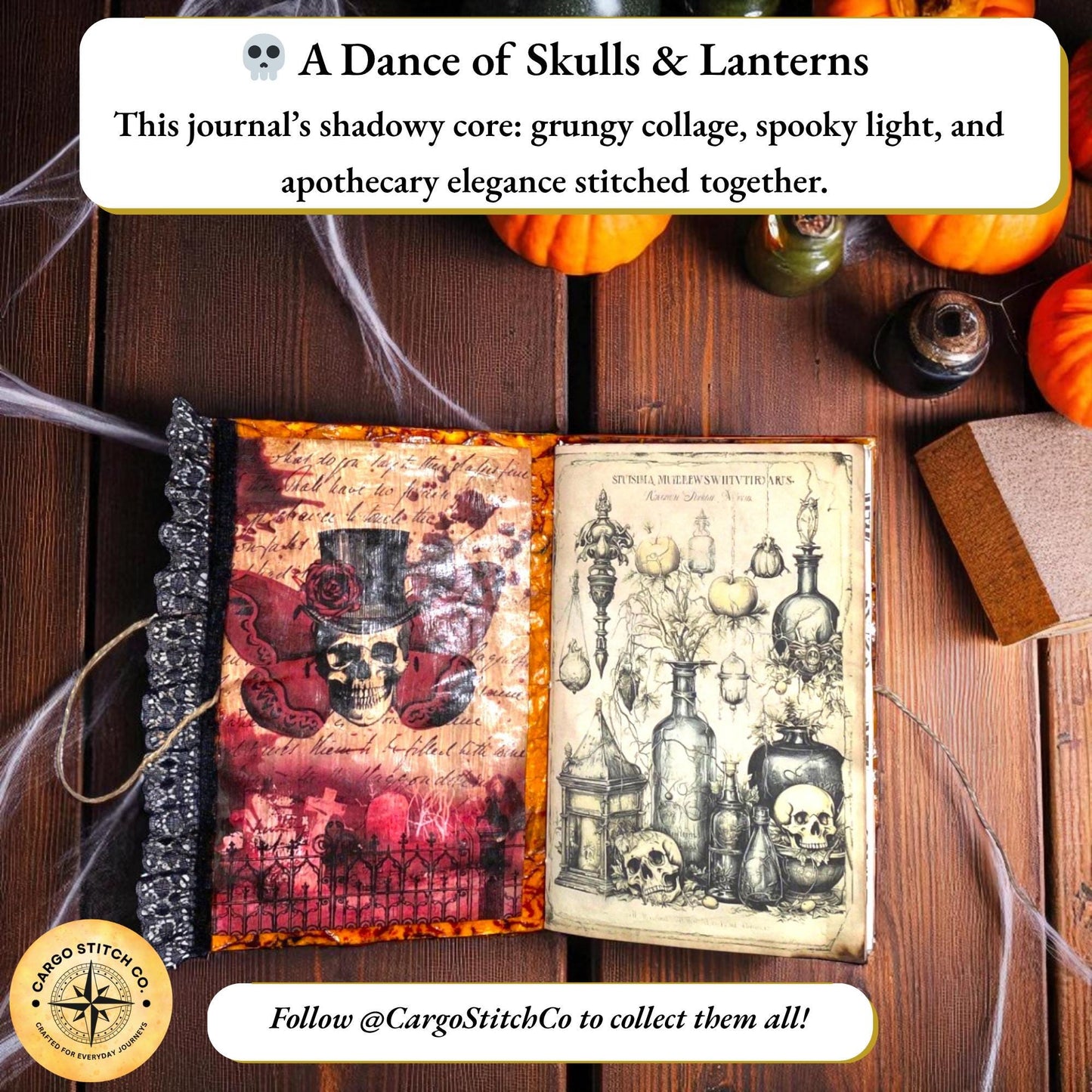 Blood Moon Manor – Gothic Grimoire Junk Journal, October Coven Series No. 6, Handmade Halloween Art Journal, Signed, OOAK Gift