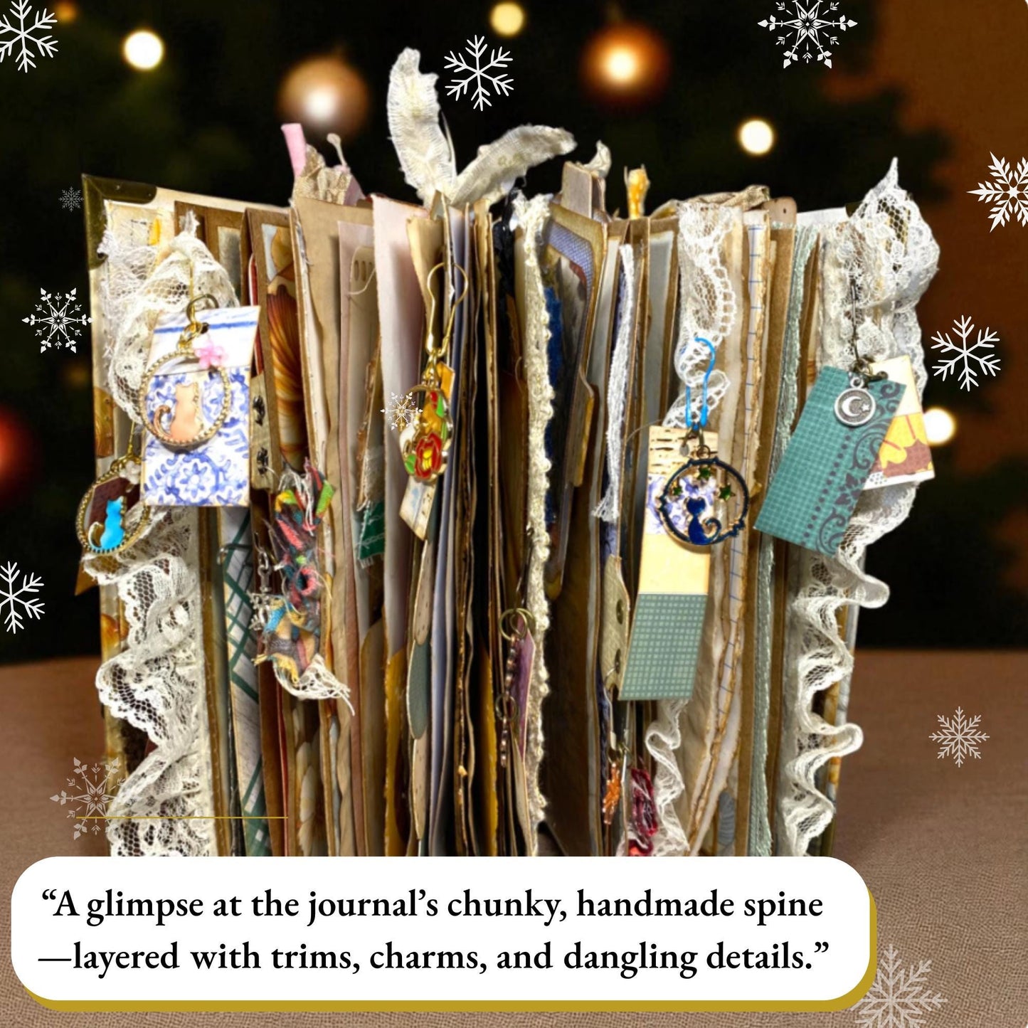 Whimsical Forest Journal – OOAK Handmade Mushroom Junk Journal – Winter Gift for Writers & Collectors – Ephy the Forest Keeper