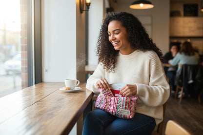 Christmas Quilted Zipper Pouch | Peppermint Lane Jingle | Handmade Holiday Makeup Bag | Small Medium Large