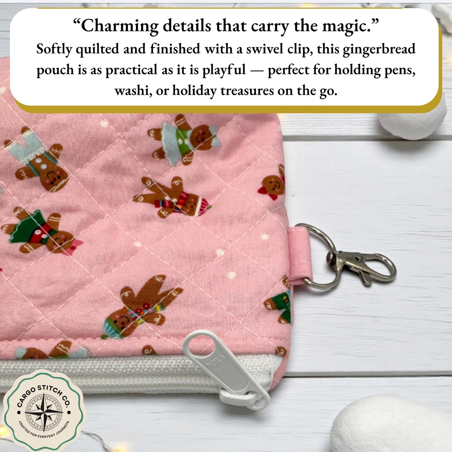 Sugarplum Whispers Holiday Gift Set – Pastel Christmas Junk Journal + Quilted Zipper Pouch – Handmade Christmas Writing Set – Ready to Ship