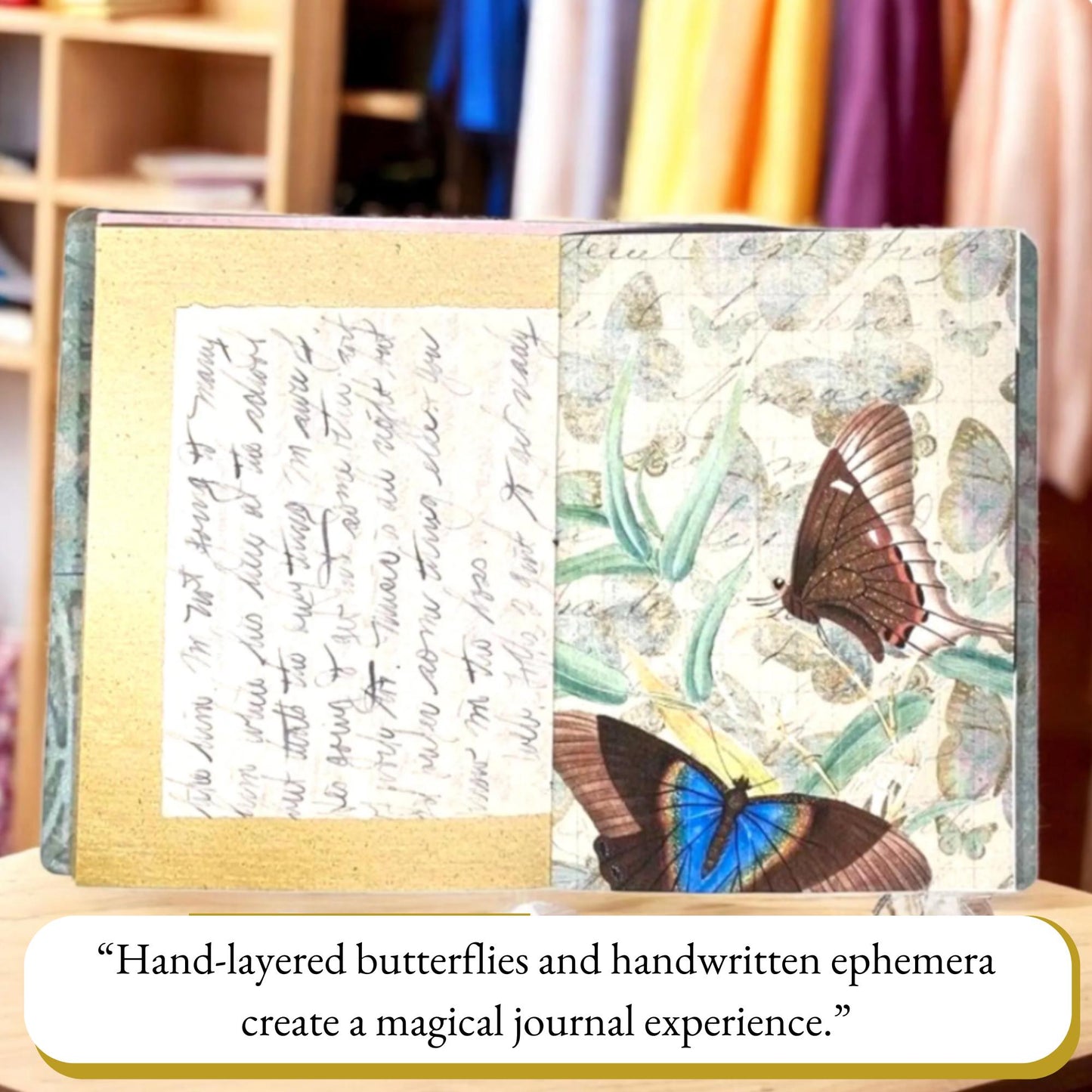 Wings of the Forgotten Garden – Grungy Floral Butterfly Junk Journal | Handmade 5x7" Vintage Art Book