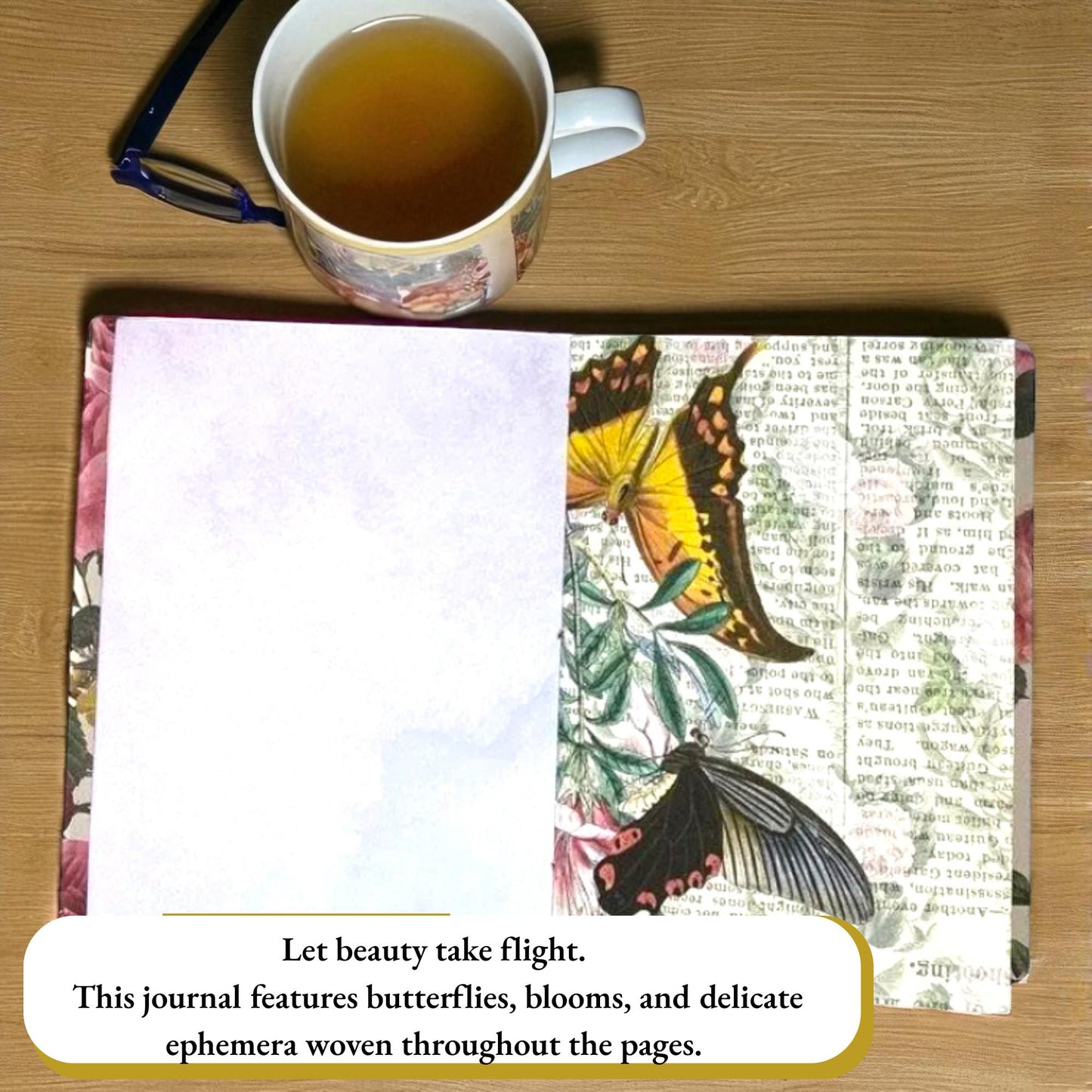 Be Still & Bloom – Faith Junk Journal with Psalm 46:10 | Handmade 5×7 Scripture Journal with Florals  Butterflies | Healing Threads