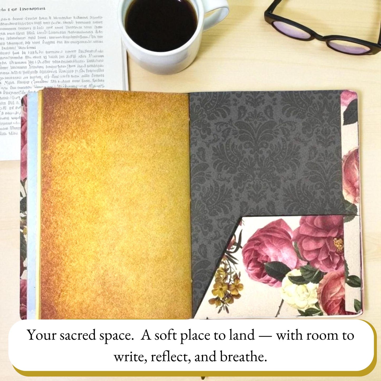 Be Still & Bloom – Faith Junk Journal with Psalm 46:10 | Handmade 5×7 Scripture Journal with Florals  Butterflies | Healing Threads