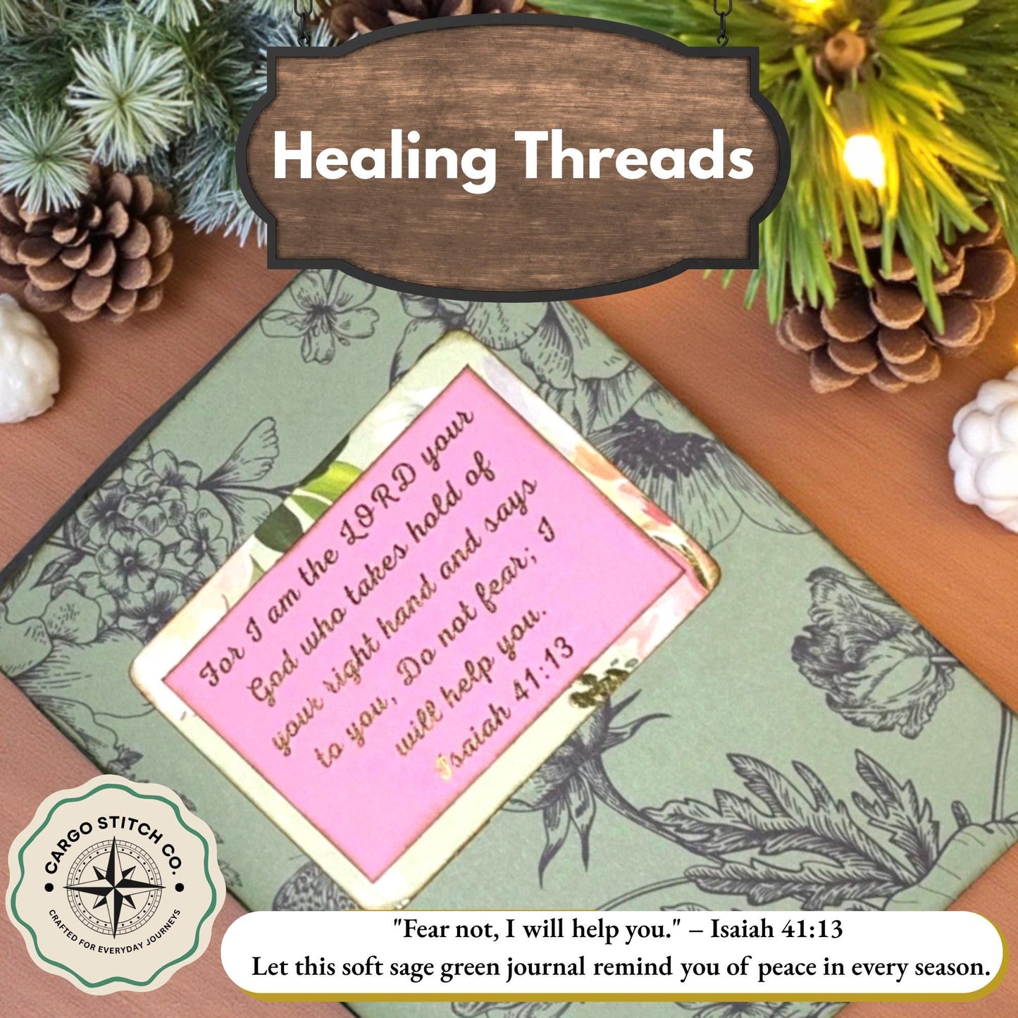 Fear Not Junk Journal – Handmade Faith Journal, Isaiah 41:13 Scripture Notebook, Christian Prayer Journal, Winter Garden Edition