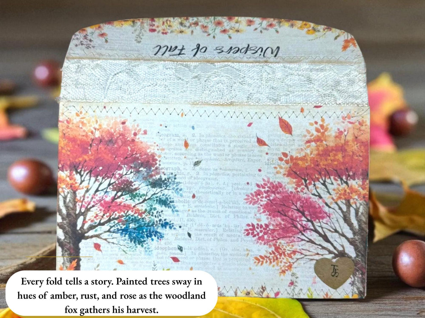 Whispers of Fall Accordion Folder – Woodland Fox Organizer | 11-Pocket Handmade File | Autumn Stationery Storage by Cargo Stitch Co.