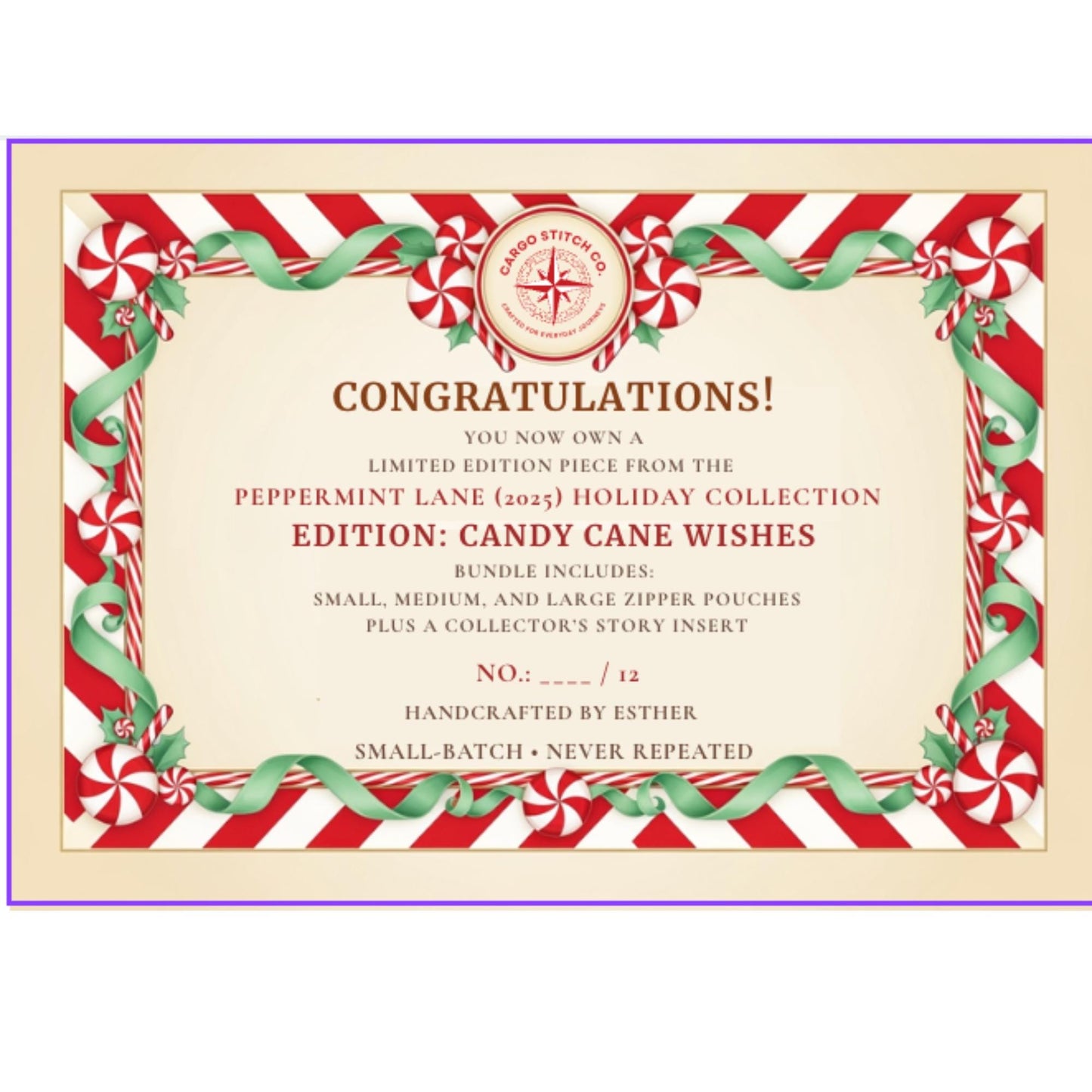 Sugarplum 3-Piece Quilted Pouch Set - Peppermint Lane Limited Edition | Pink Gingerbread | Story Character Bundle | Choose A Size