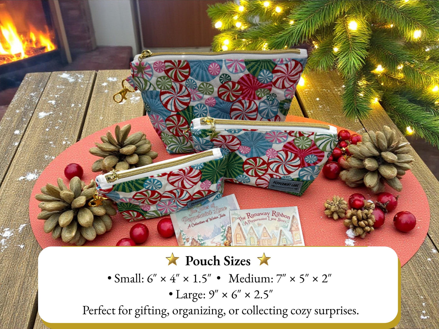 Scout’s Winter Tracks Christmas Pouch Peppermint Lane 2025 Limited Edition | Choose Your Size | Quilted Holiday Pouch Set by Cargo Stitch Co