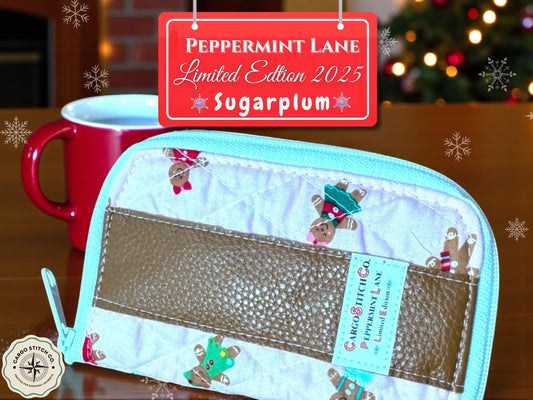 Pink Gingerbread Quilted Tea Wallet – 3.5x6 Peppermint Lane Tea Organizer with Faux Leather Accent | Cargo Stitch Co. Limited Edition Gift