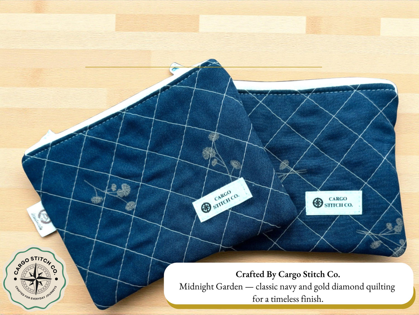 Handmade Quilted Flat Zipper Pouch – Stocking Stuffers | 5x4 Everyday Pouch | Vinyl Accent Options | Holiday Gift Idea | Gift Card Holder