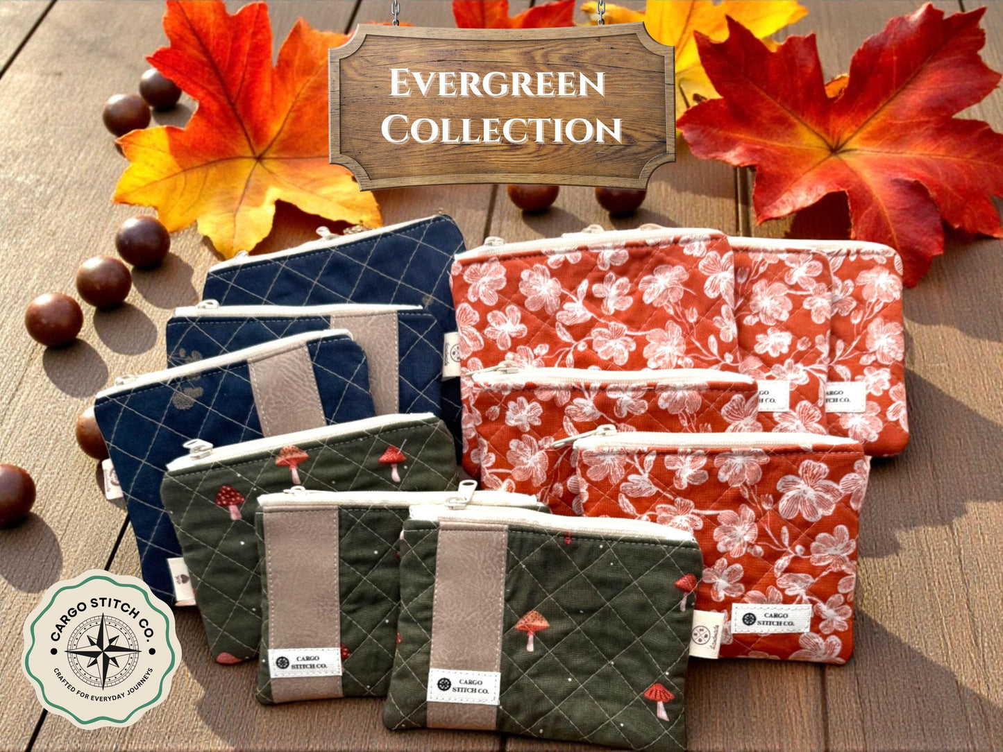 Handmade Quilted Flat Zipper Pouch – Stocking Stuffers | 5x4 Everyday Pouch | Vinyl Accent Options | Holiday Gift Idea | Gift Card Holder