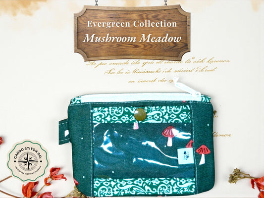 Quilted Mushroom Wallet | Cottagecore Bifold Wallet | Earthy Green Card Holder | Woodland Aesthetic | Handmade Gift