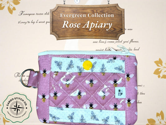 Honey Keeper Wallet - Quilted Cotton ID Wallet | Bee Print Card Holder | Handmade Minimalist Wallet