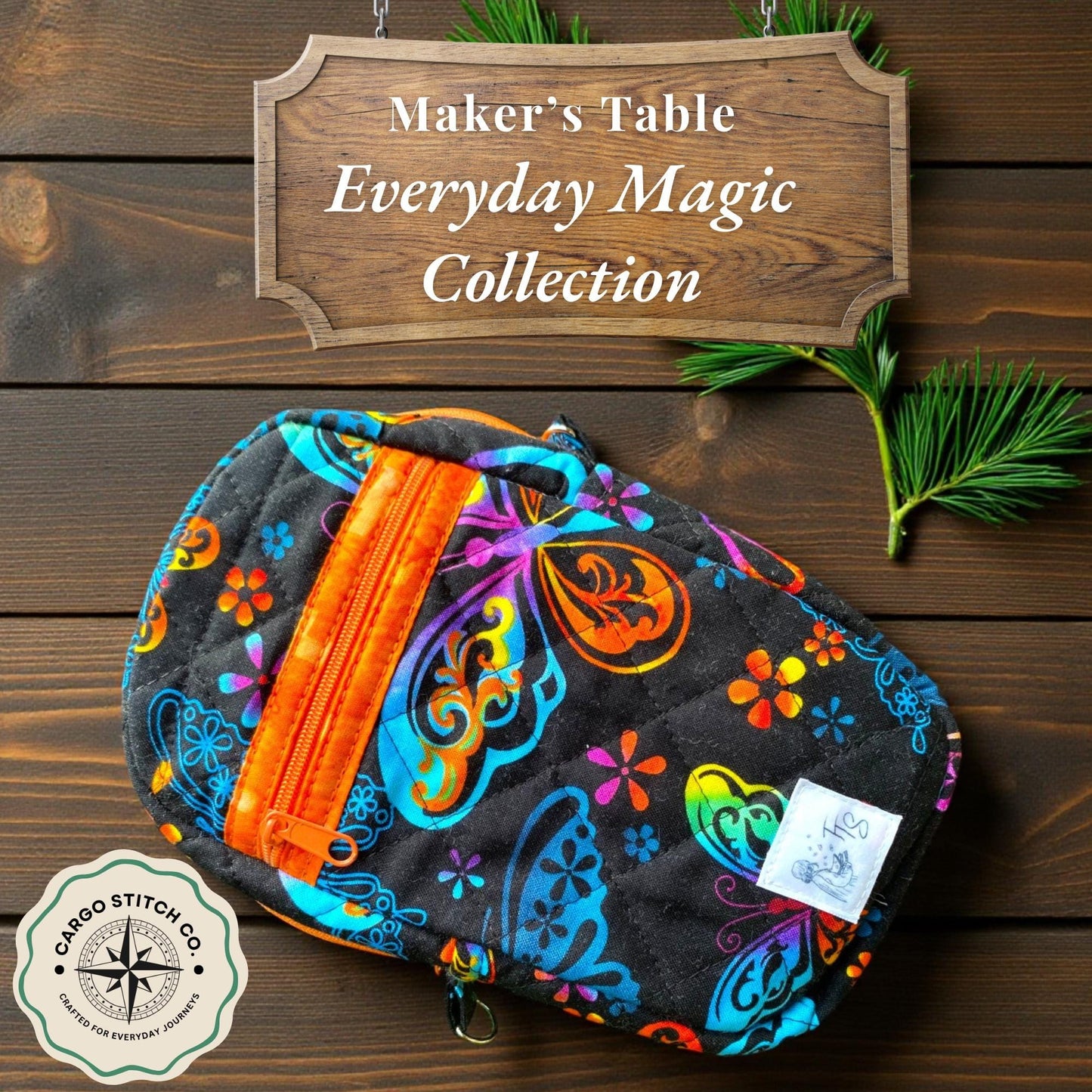 Wanderlight Crossbody Bag – Butterfly Quilted Purse, Handmade Cotton Bag, Everyday Magic Collection, Small Travel Bag by Cargo Stitch Co.