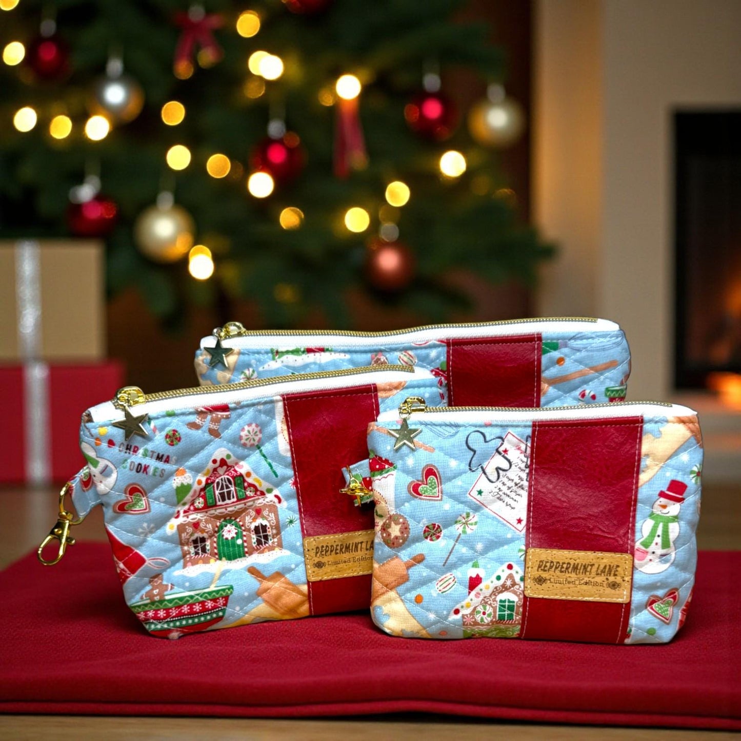 Gingersnap’s Holiday Hearth – Limited Edition Quilted Pouch Collection | Peppermint Lane 2025 Premium Set | Choose A Size Or Bundle