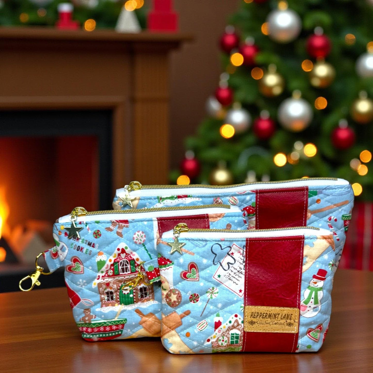 Gingersnap’s Holiday Hearth – Limited Edition Quilted Pouch Collection | Peppermint Lane 2025 Premium Set | Choose A Size Or Bundle
