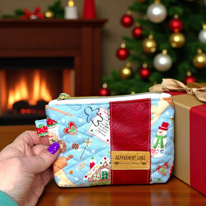 Gingersnap’s Christmas Zipper Pouch & Gift Set | Quilted Gingerbread Project Bag | Peppermint Lane Limited Edition