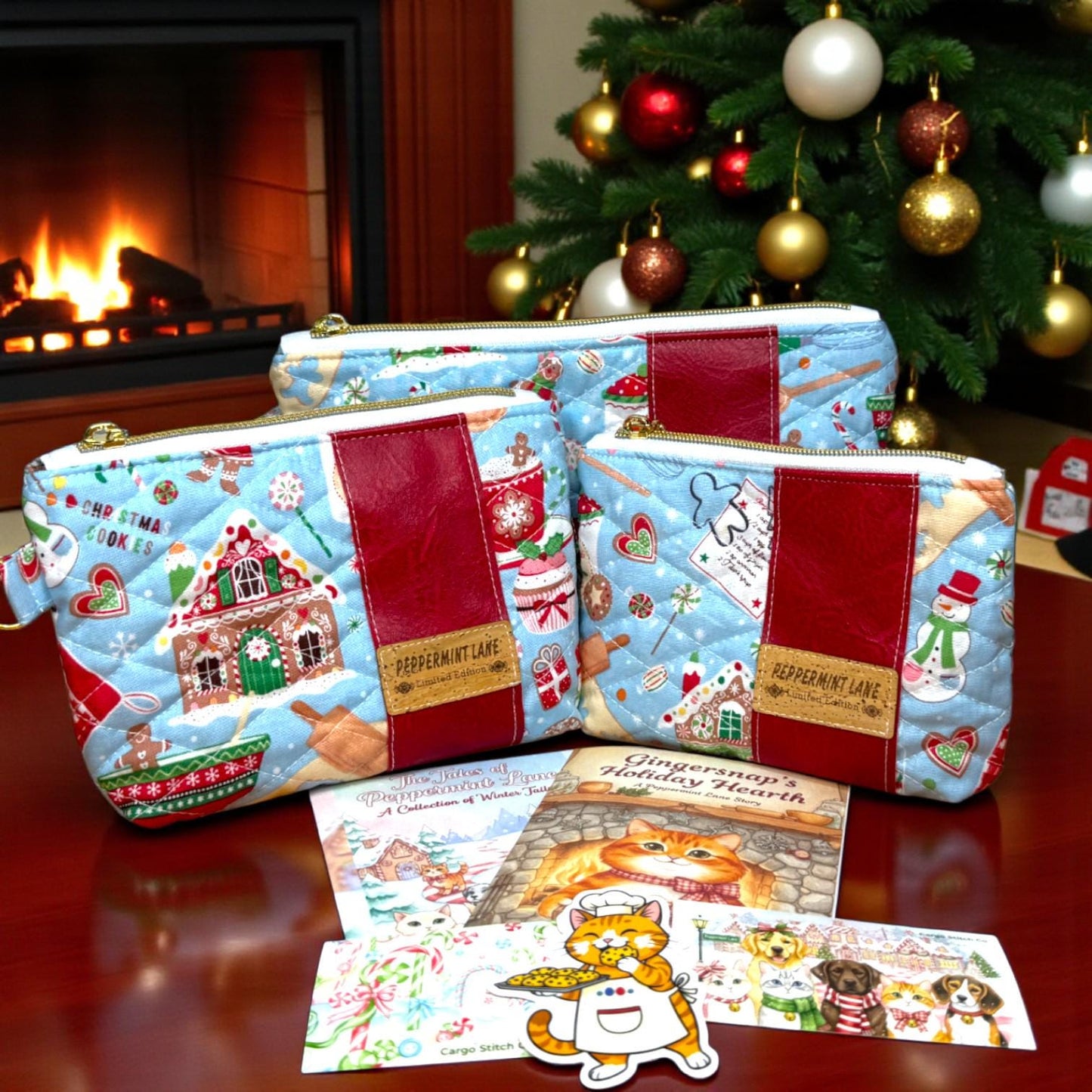 Gingersnap’s Holiday Hearth – Limited Edition Quilted Pouch Collection | Peppermint Lane 2025 Premium Set | Choose A Size Or Bundle