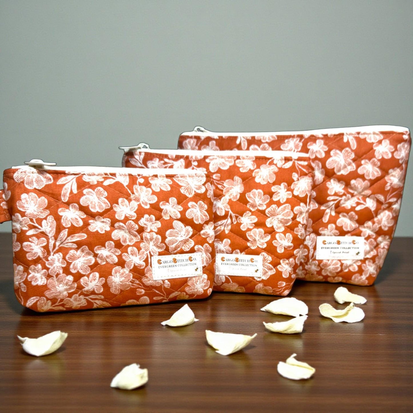 Evergreen Mushroom Quilted Pouch | Cargo Stitch Co. Evergreen Collection | Quilted Cotton Zipper Bags |Woodland Gift | Choose Size or Bundle