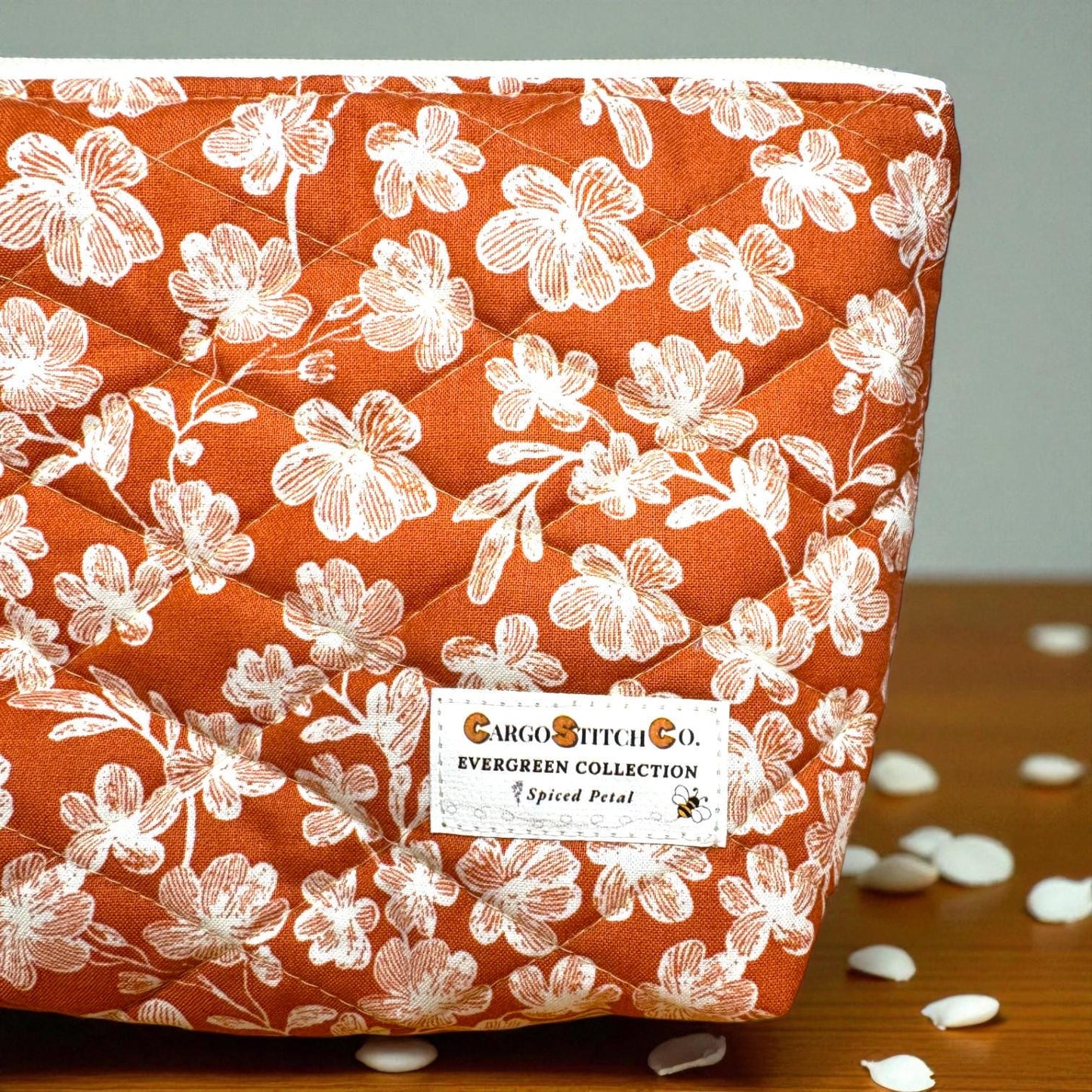 Evergreen Mushroom Quilted Pouch | Cargo Stitch Co. Evergreen Collection | Quilted Cotton Zipper Bags |Woodland Gift | Choose Size or Bundle