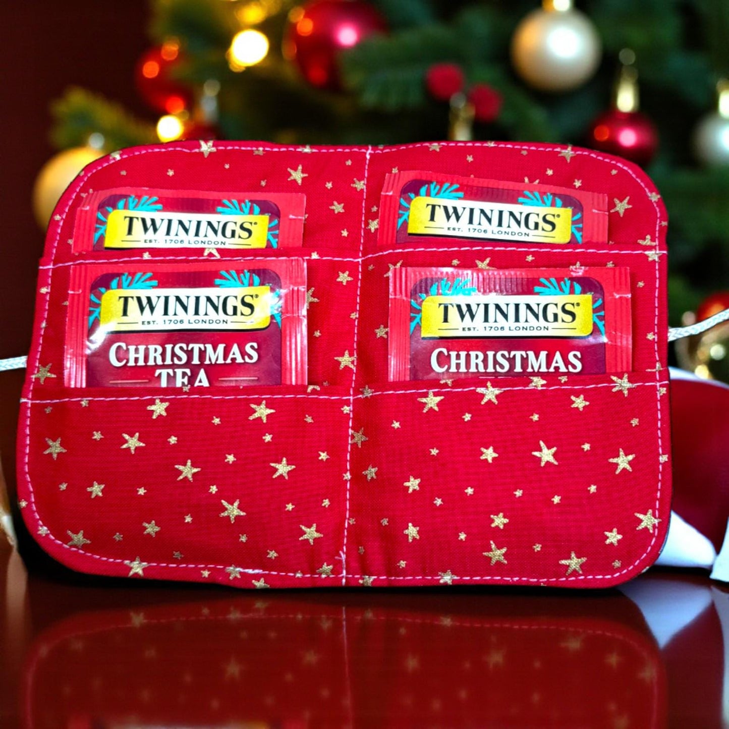 Peppermint Lane Tea Wallet | Limited Edition 2025 | Holiday Tea Organizer | Candy Cane Stripe + Cork Accent | Cargo Stitch Co. Handmade