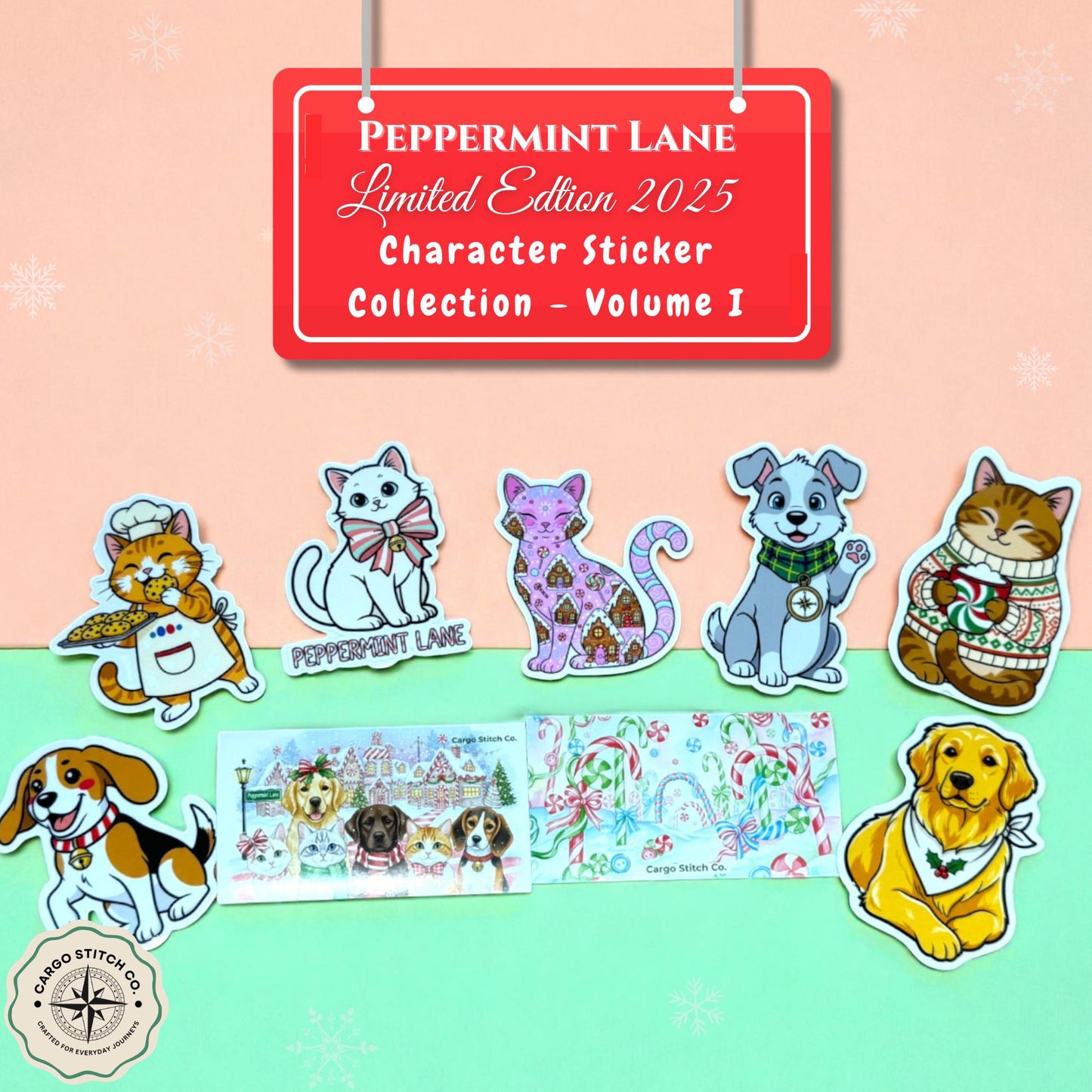 Peppermint Lane Character Sticker Collection – Volume I | Sugarplum, Whimsy, Gingersnap, Cocoa, Scout, Holly & Jingles Stickers