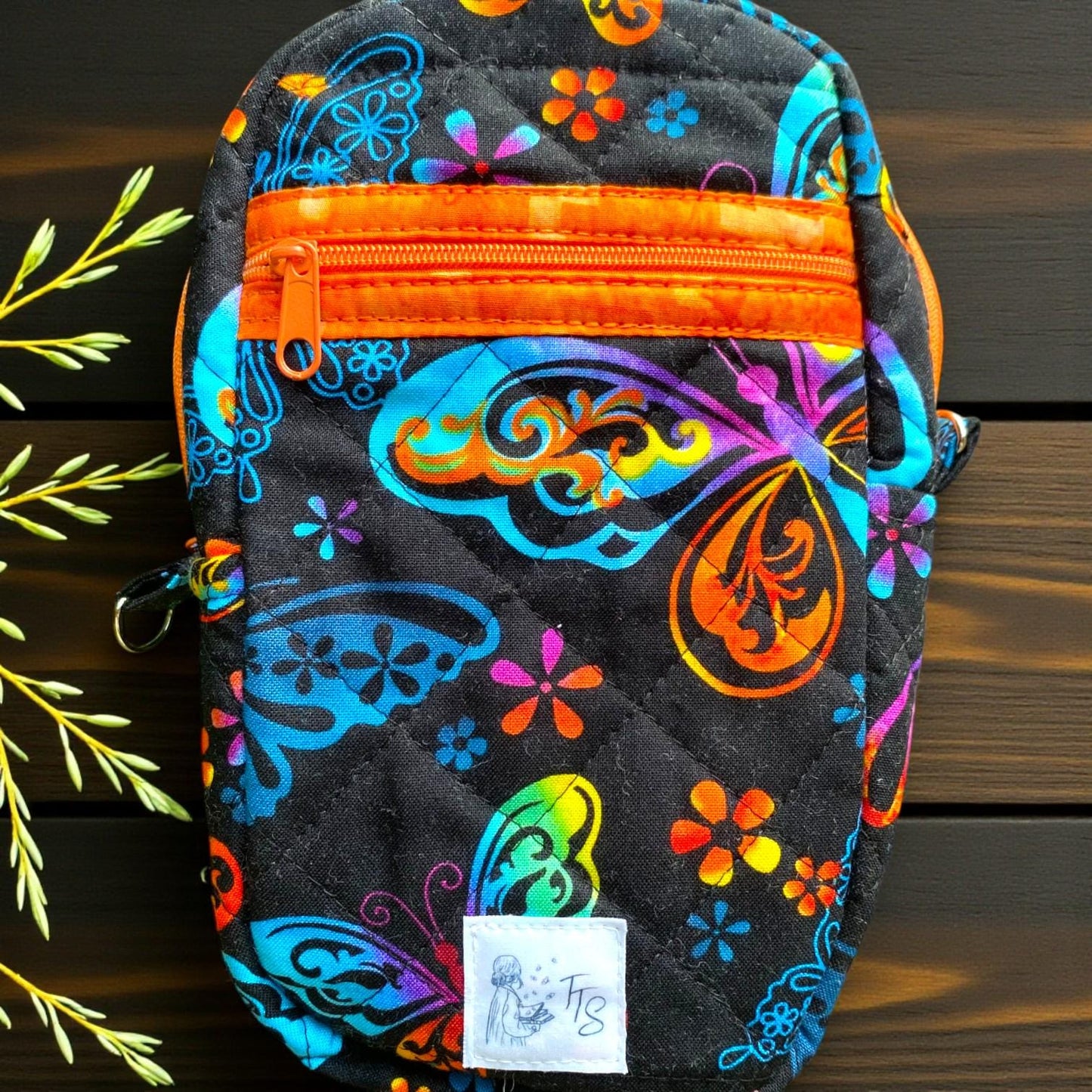 Wanderlight Crossbody Bag – Butterfly Quilted Purse, Handmade Cotton Bag, Everyday Magic Collection, Small Travel Bag by Cargo Stitch Co.