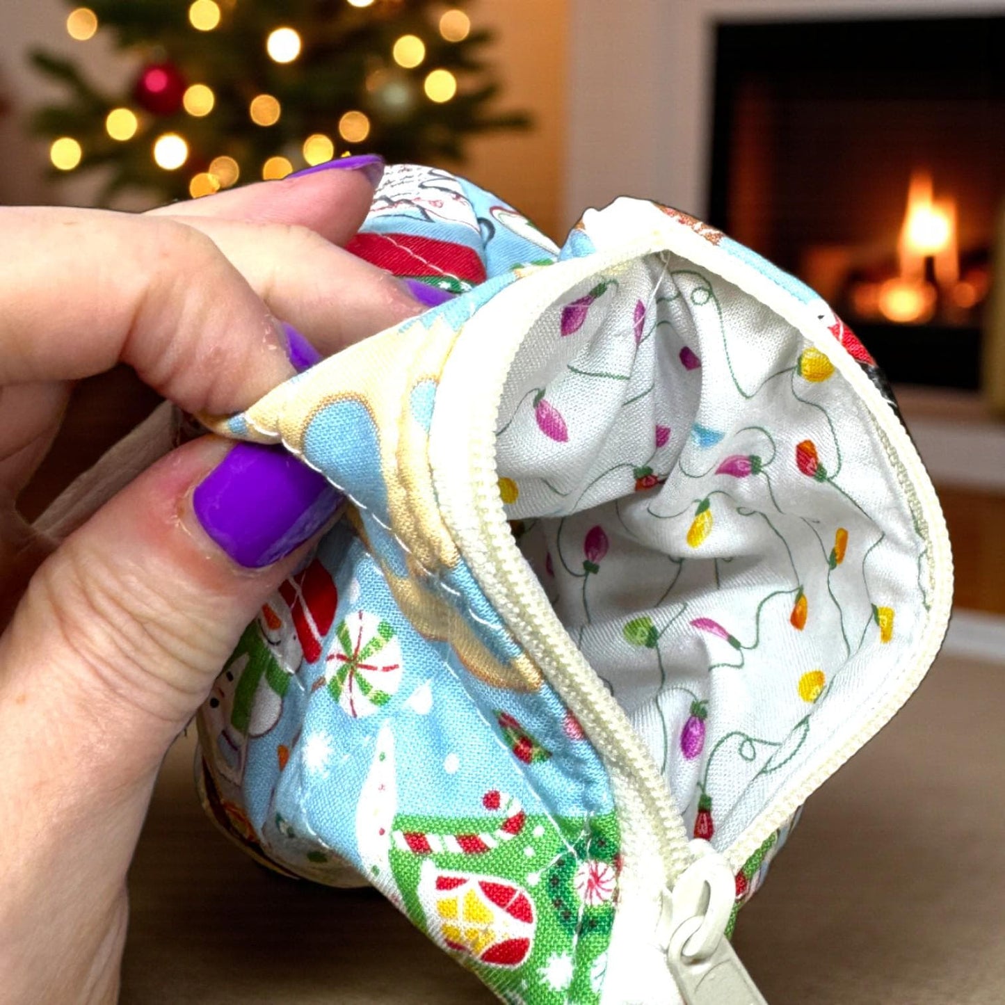 Peppermint Lane Everyday – Cookies & Cats Quilted Pouch Trio | Handmade Holiday Gift Set | Cargo Stitch Co. Zipper Bags