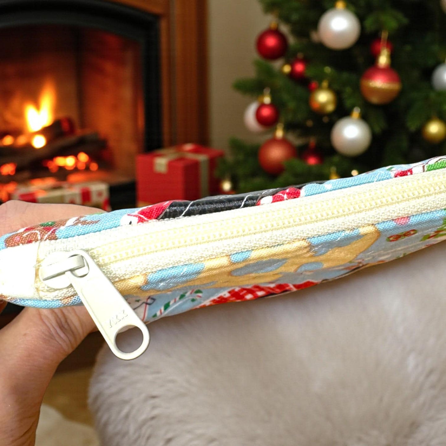 Peppermint Lane Everyday – Cookies & Cats Quilted Pouch Trio | Handmade Holiday Gift Set | Cargo Stitch Co. Zipper Bags