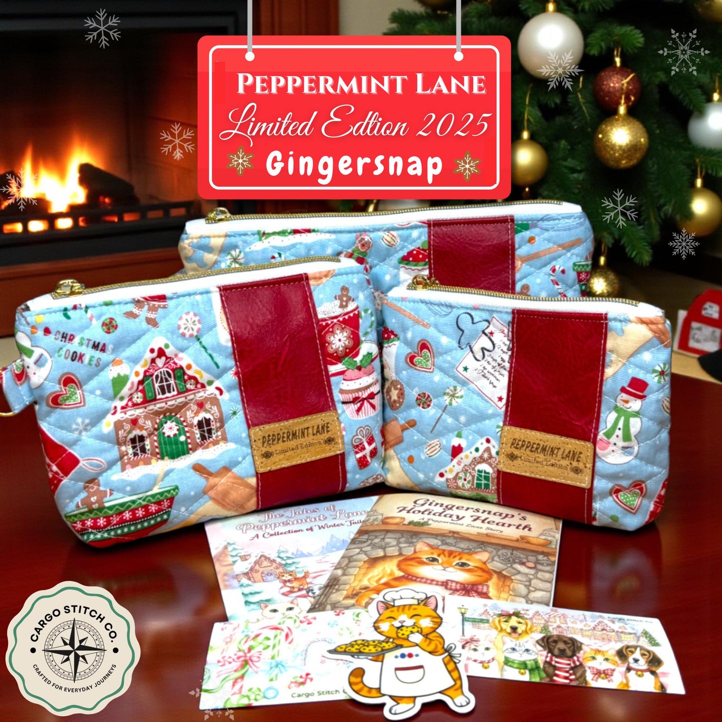 Gingersnap’s Holiday Hearth – Limited Edition Quilted Pouch Collection | Peppermint Lane 2025 Premium Set | Choose A Size Or Bundle
