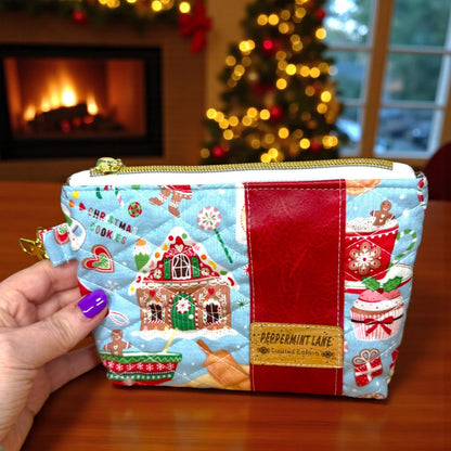 Gingersnap’s Christmas Zipper Pouch & Gift Set | Quilted Gingerbread Project Bag | Peppermint Lane Limited Edition