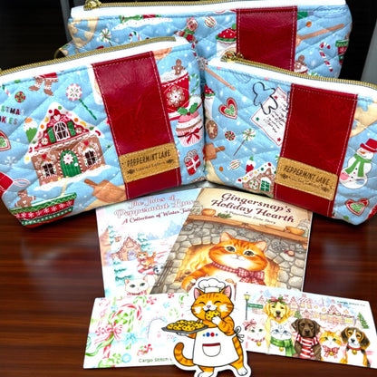 Gingerbread Christmas Quilted Pouch | Peppermint Lane Zipper Bag | Handmade Holiday Makeup Bag | Small Medium Large